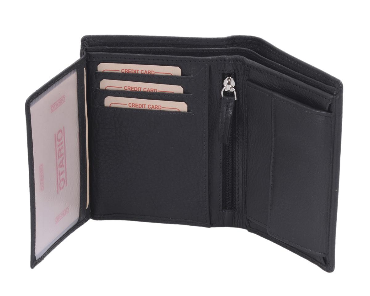 Herrenbörse Herren Geldbörse Leder Brieftasche Kombibörse OTARIO, schwarz