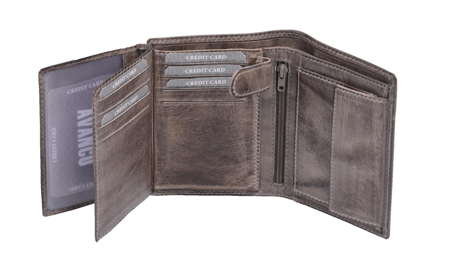 Lederbörse mit RFID-Schutz Herrenbörse Brieftasche hochformat taupe grau