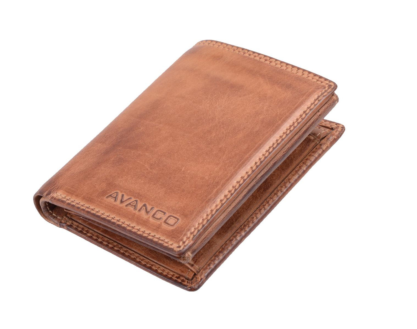 braune sportliche Lederbörse Brieftasche mit EC-Karten Ausleseschutz, Leder