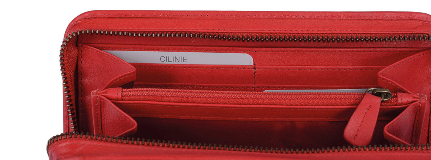 Leder Damenbörse CILINIE, rot