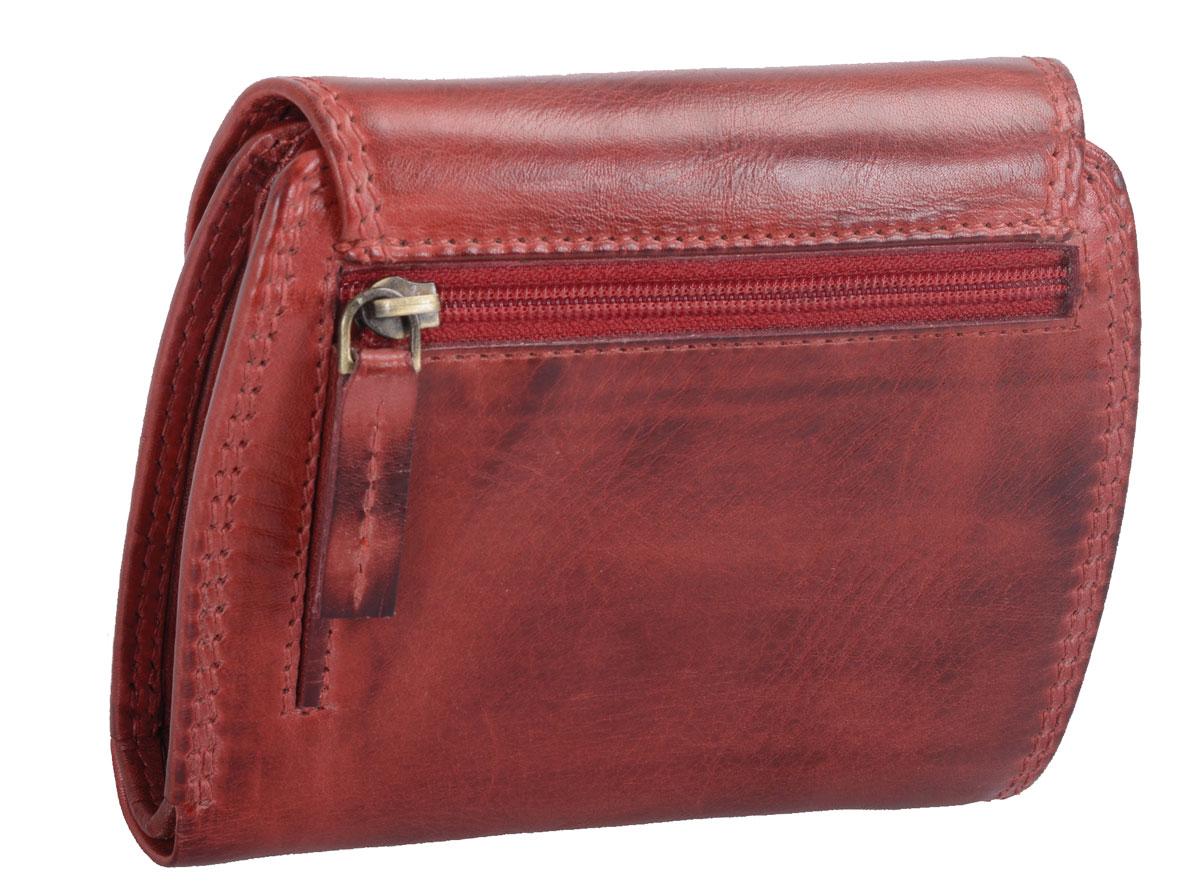 schicke Geldbörse Damen Leder Portemonnaie, cherry 12,5x10 cm