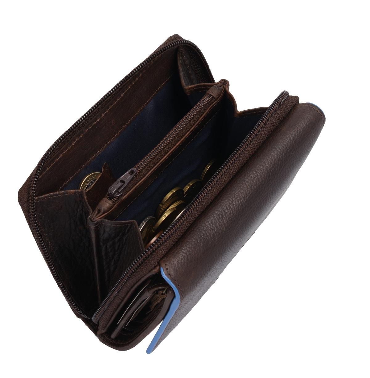 Leder Damenbörse, dunkelbraun