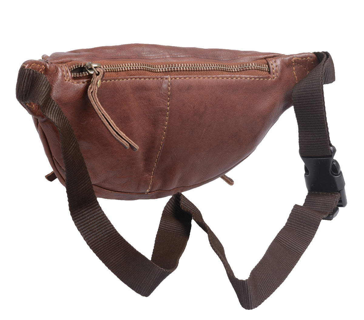 Ledergürteltasche braun Echtleder Bauchtasche 3 Reißverschlussfächer 👜