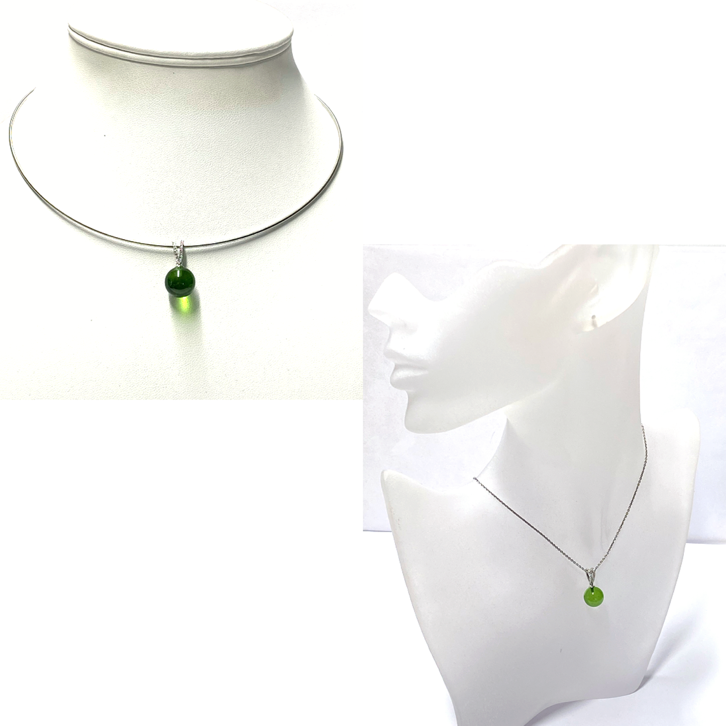 Silberanhänger 925/- rhodiniert karibischer Bernstein grün Kugel 11mm + Zirkonia Kettenanhänger