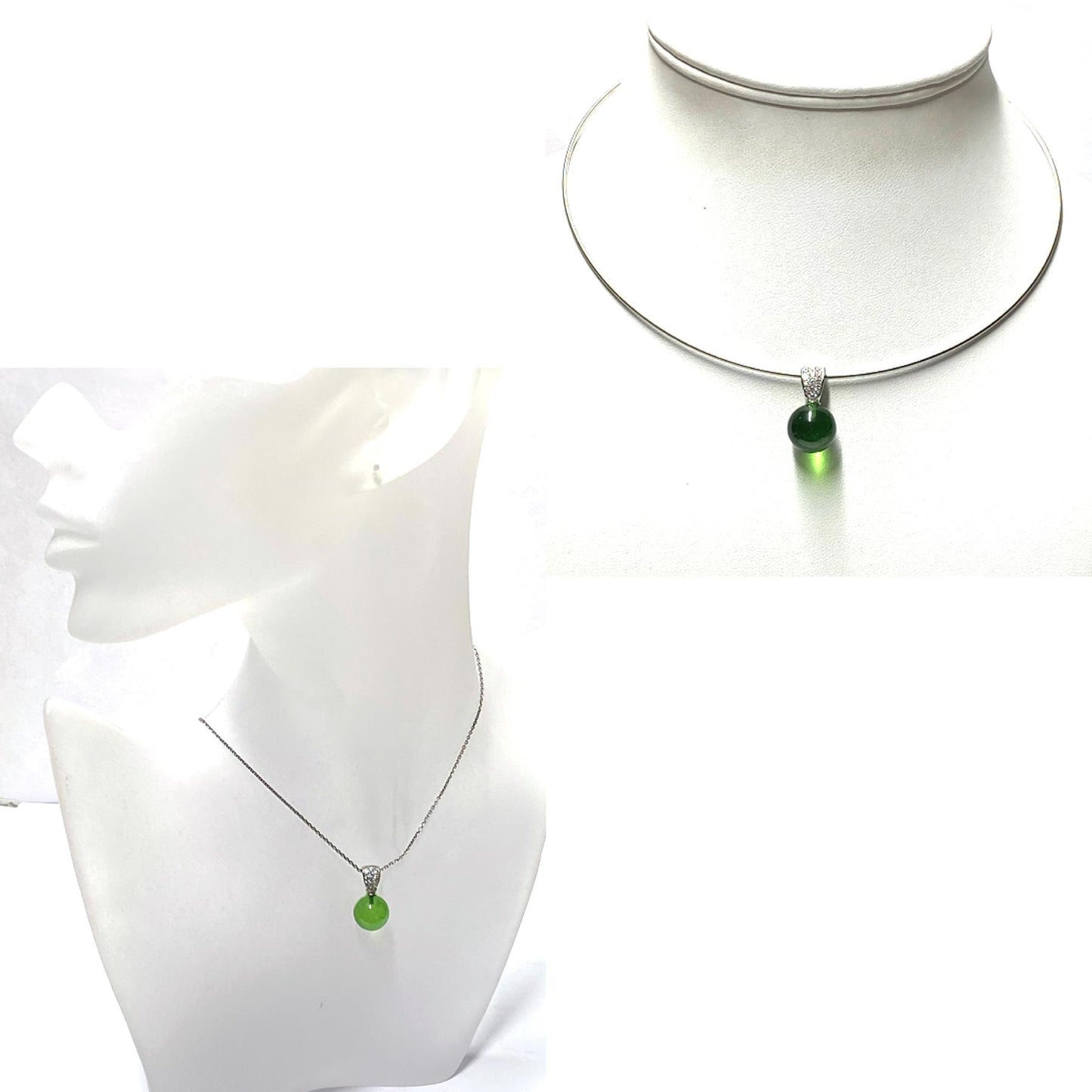 Silberanhänger 925/- rhodiniert karibischer Bernstein grün Kugel 12mm + Zirkonia Kettenanhänger