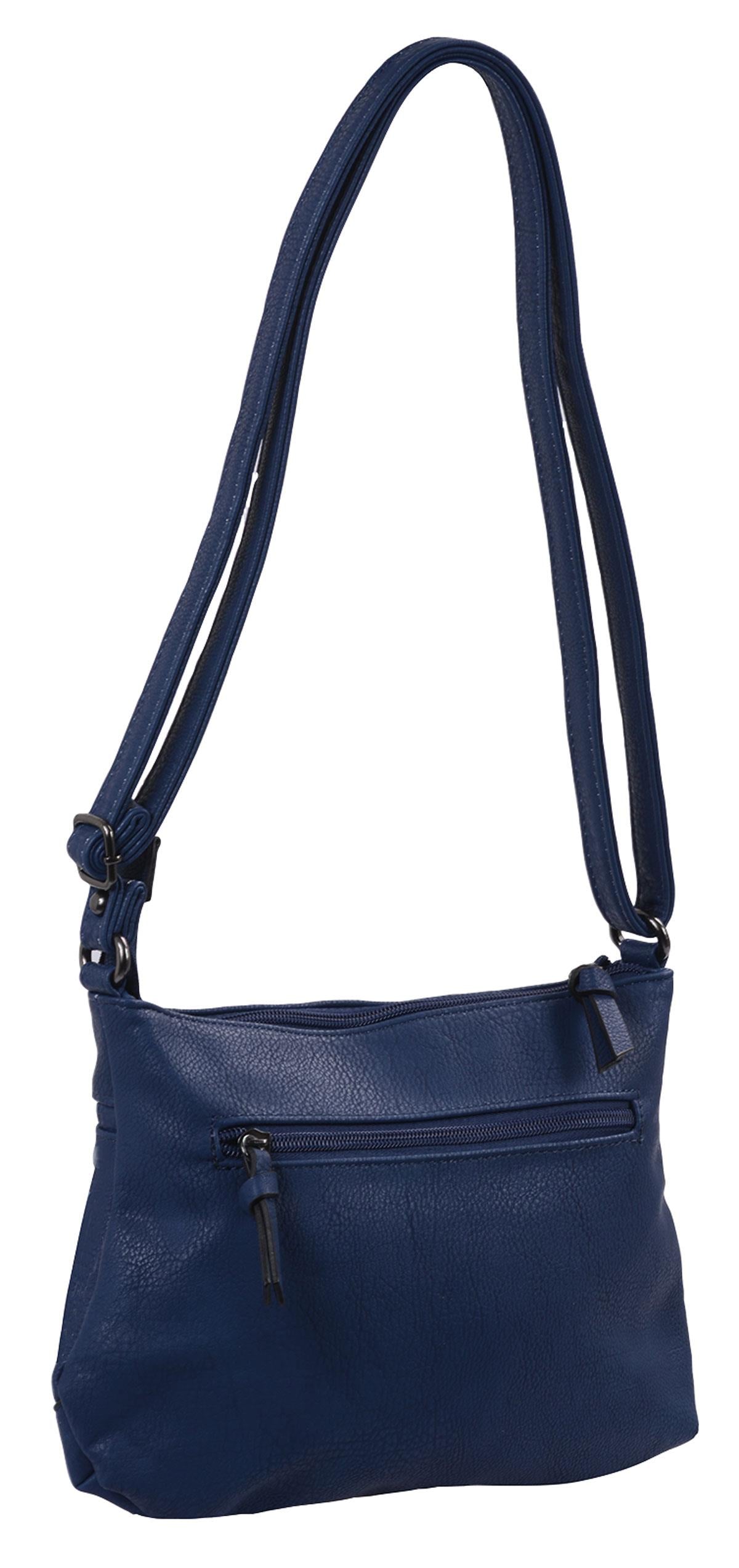 blaue flache Damenhandtasche, Kunstleder