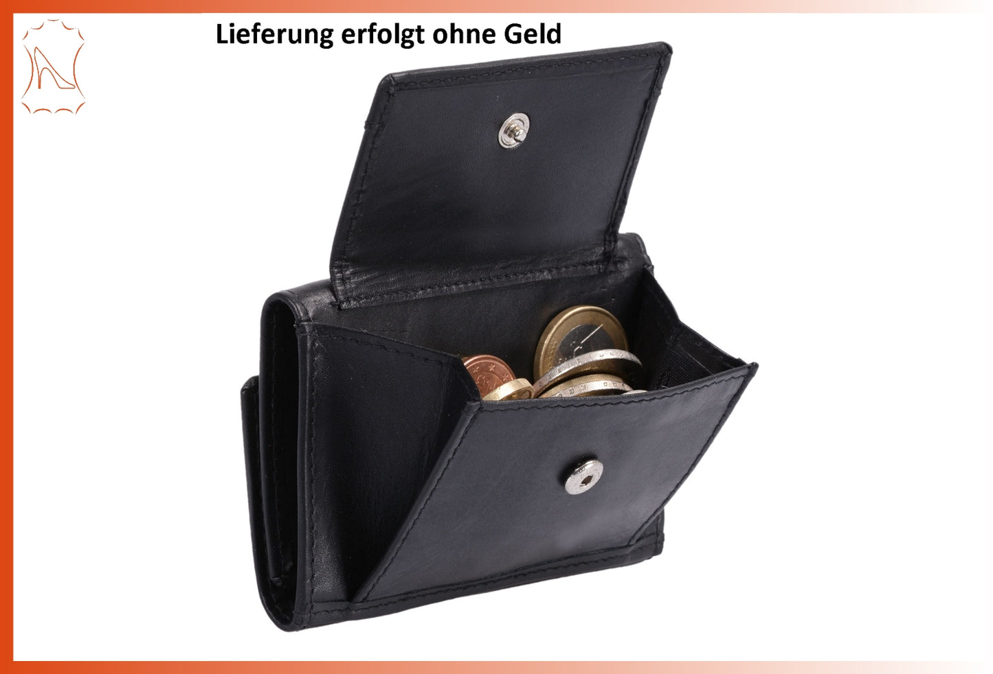 kleine Leder Herren Minibörse im EC-Kartenformat, schwarz