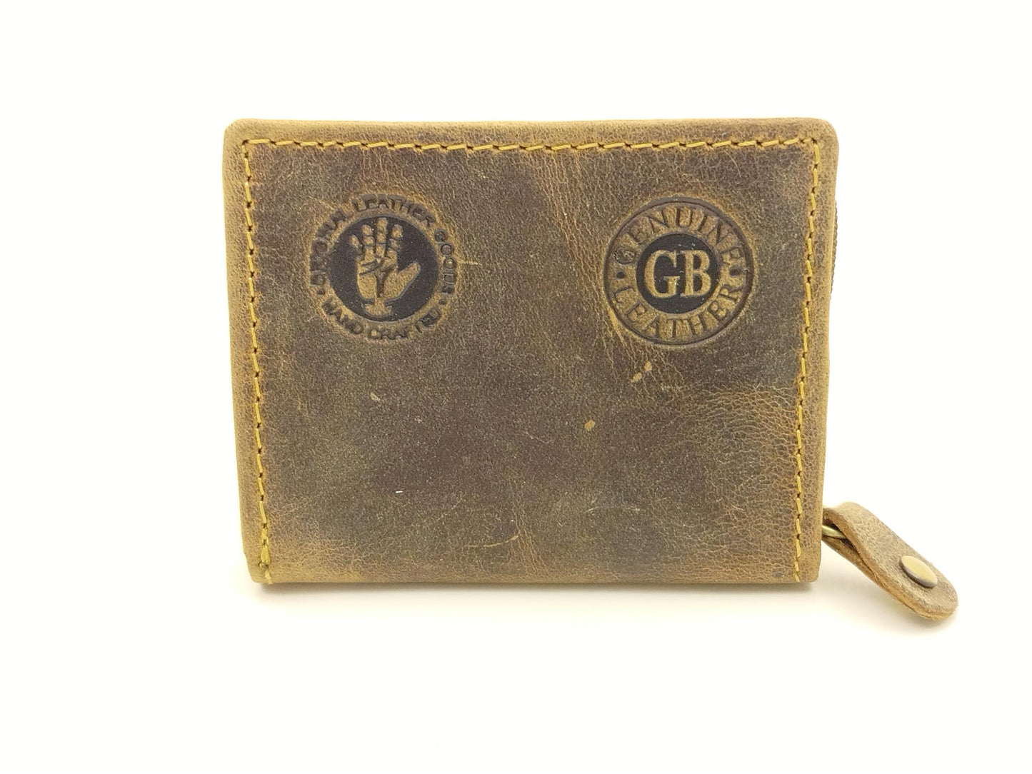 Greenburry Vintage Minibörse braun Reißverschluss-Kleingeldbörse 9x7cm