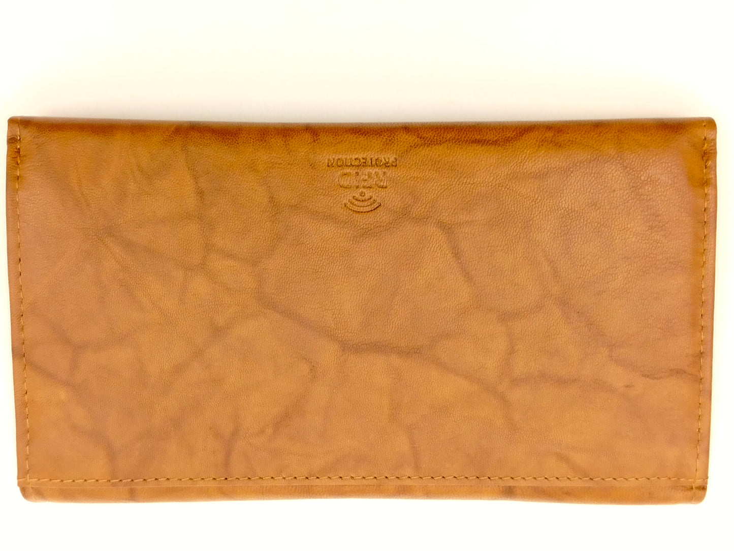 Greenburry Damen Geldbörse Leder RFID cognac – große Lederbörse mit Reißverschluss, 18 Kartenfächern & Querformat