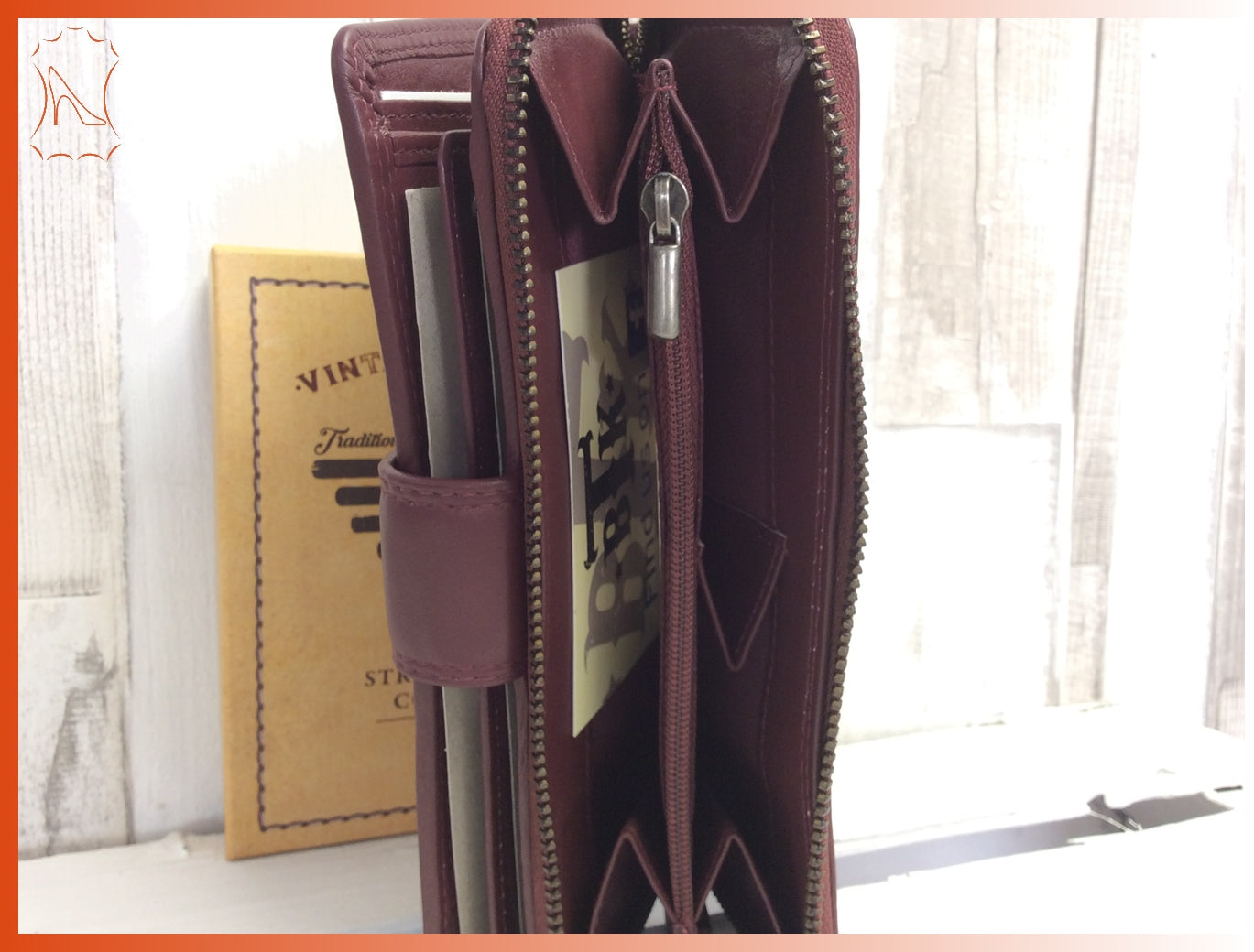 Leder Greenburry Spongy Geldbörse Reißverschluss Damenkombi bordeaux