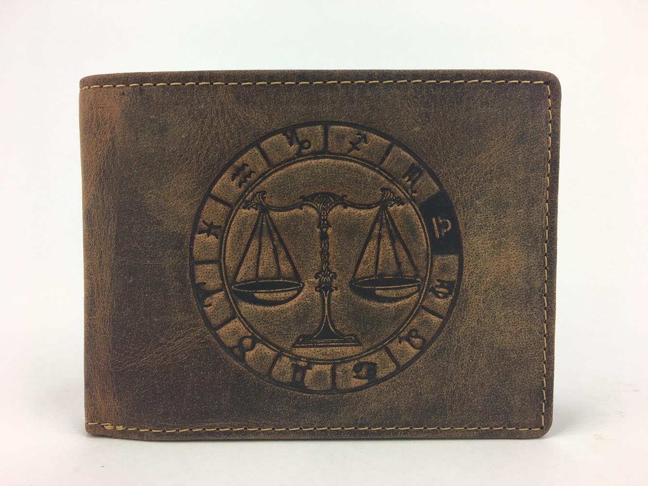 Waage Sternzeichen Lederbörse Brieftasche braun Lederbörse Sternzeichenbörse