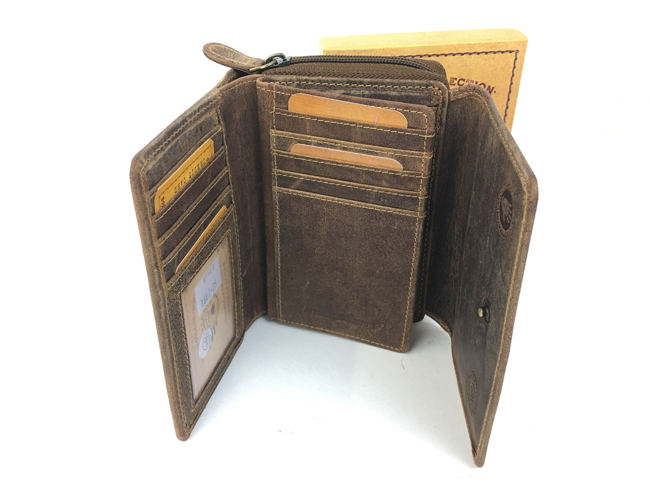 Fettlederbörse Damenbörse Antikleder Braun rustikal Used Look Vintage