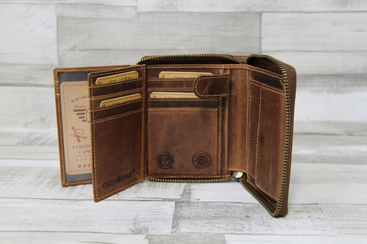 Vintage Herrenbörse Sternzeichen Waage Leder Geldbörse Reißverschluss