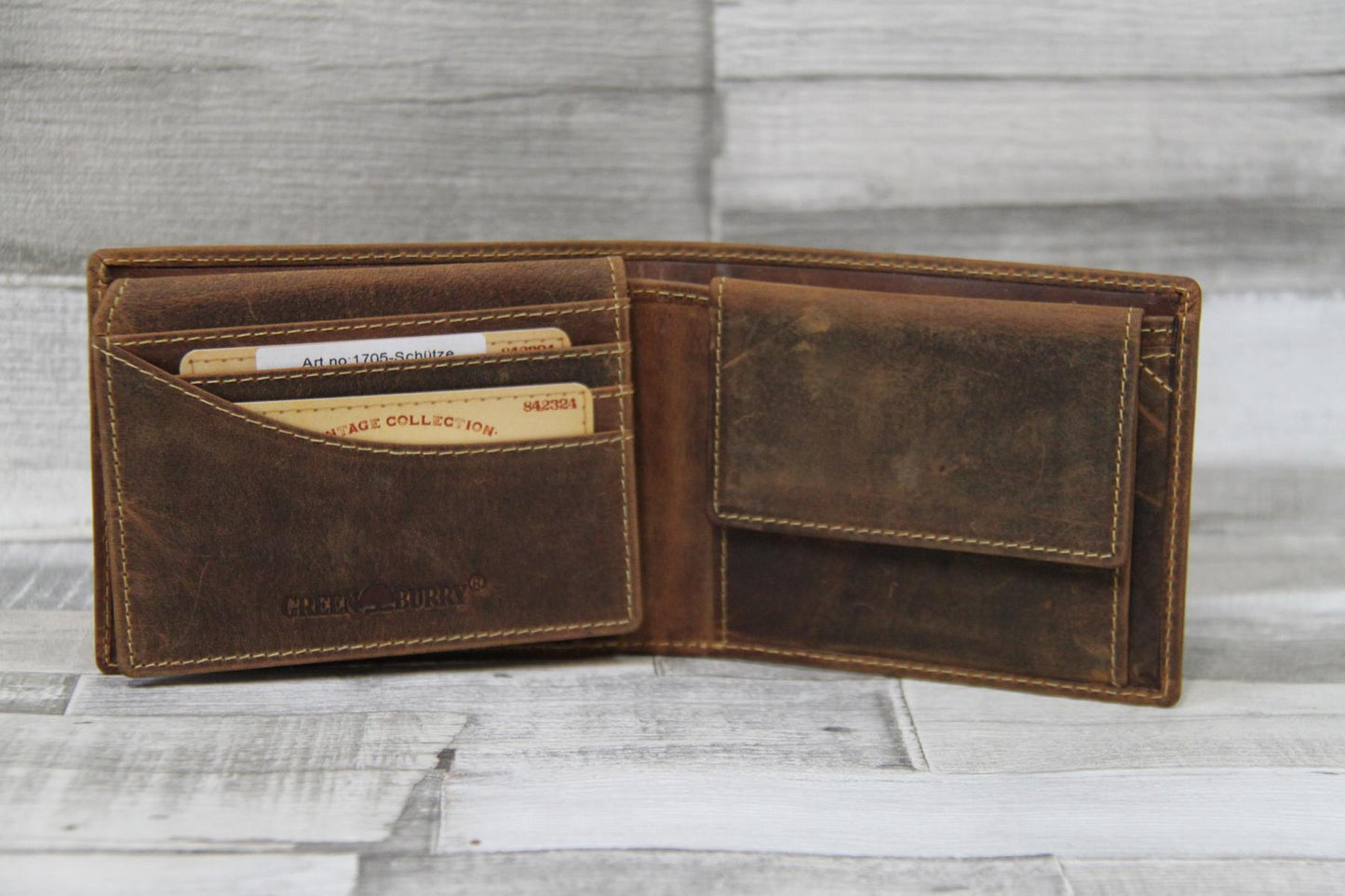 Sternzeichen Schütze Herrenbörse Vintage Reißverschluss Kombibörse braun