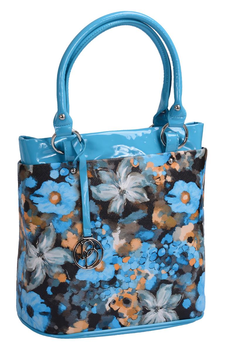 Daniele Donati Handtasche blau-bunt mit Blumenmuster
