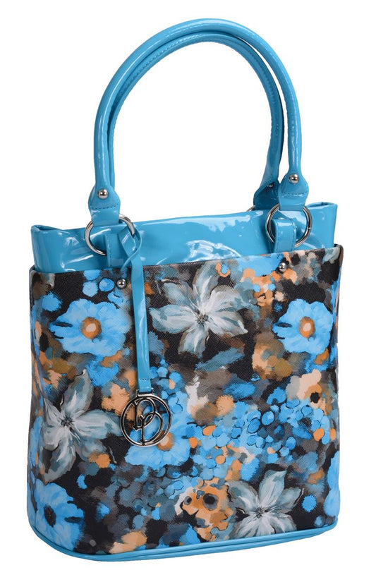 Daniele Donati Handtasche blau-bunt mit Blumenmuster