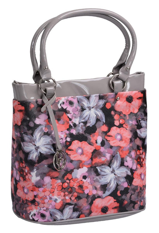 Daniele Donati Handtasche grau-bunt mit Blumenmuster
