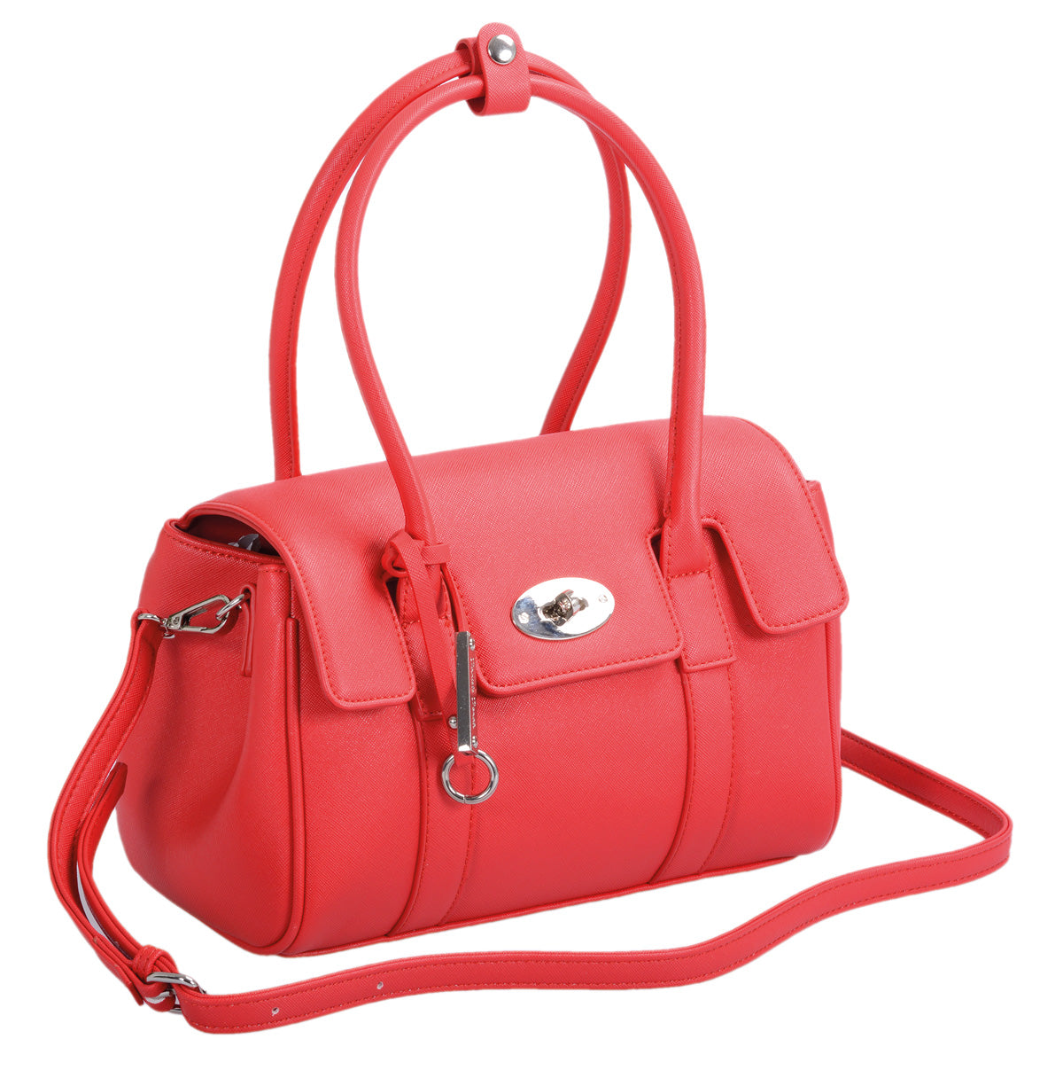 Elegante Kunstledertasche rot mit Innenfächern und Reißverschlussfach