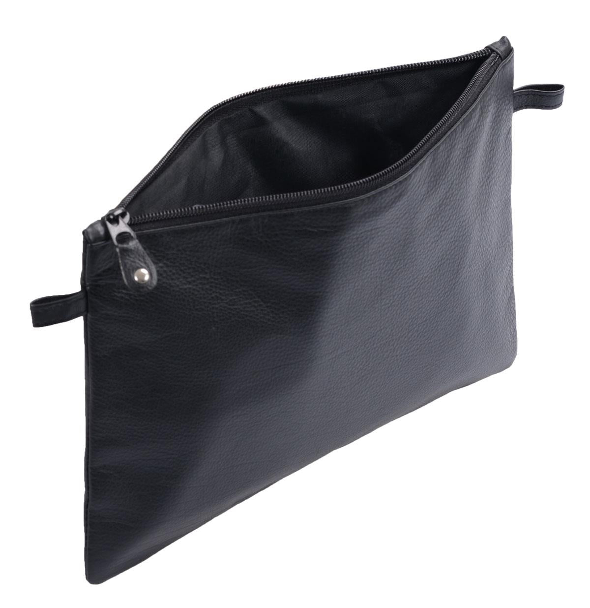 Bankmappe Kontoauszugsmappe Reißverschluss Leder Schwarz, Stilvoll & Organisiert