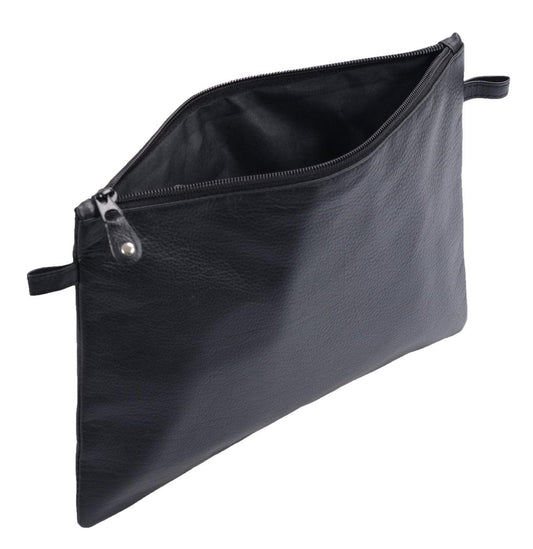 Bankmappe Kontoauszugsmappe Reißverschluss Leder Schwarz, Stilvoll & Organisiert