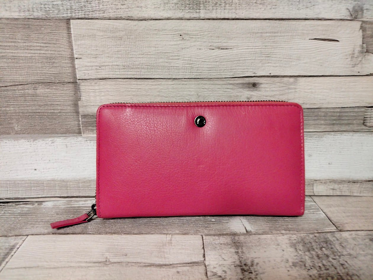 Damen Geldbörse Leder fuchsia – große Lederbörse mit Reißverschluss, 10 Kartenfächern & Querformat