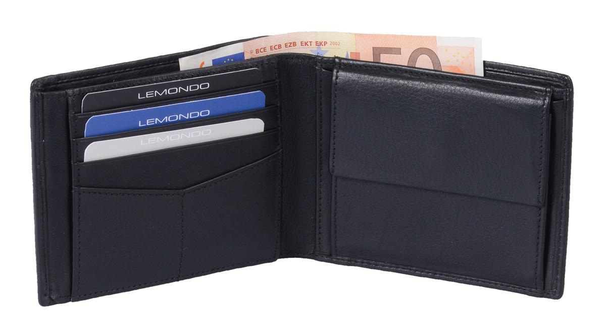 Herrenbörse Herren Geldbörse Leder querformat LEMONDO, schwarz  12x10x2 cm