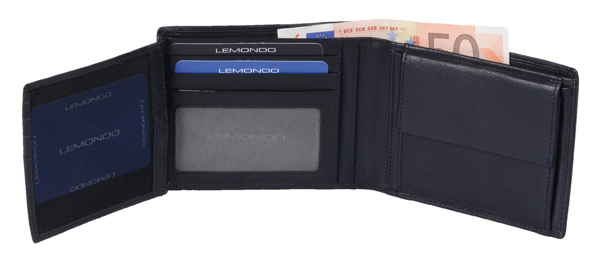 Herrenbörse Herren Geldbörse Leder querformat LEMONDO, schwarz  12x10x2 cm