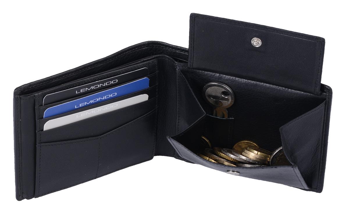 Herrenbörse Herren Geldbörse Leder querformat LEMONDO, schwarz  12x10x2 cm
