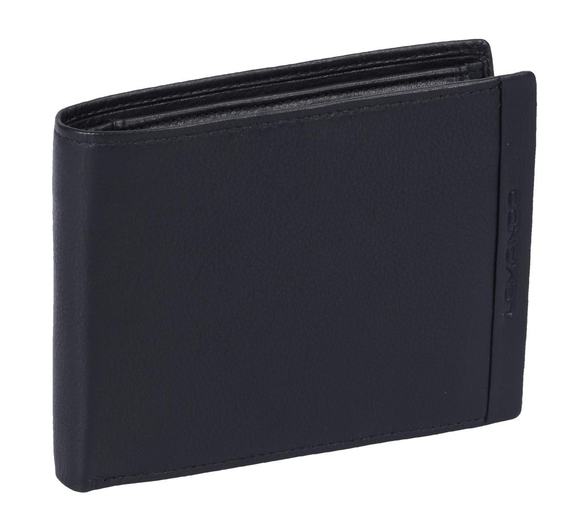 Herrenbörse Herren Geldbörse Leder querformat LEMONDO, schwarz  12x10x2 cm