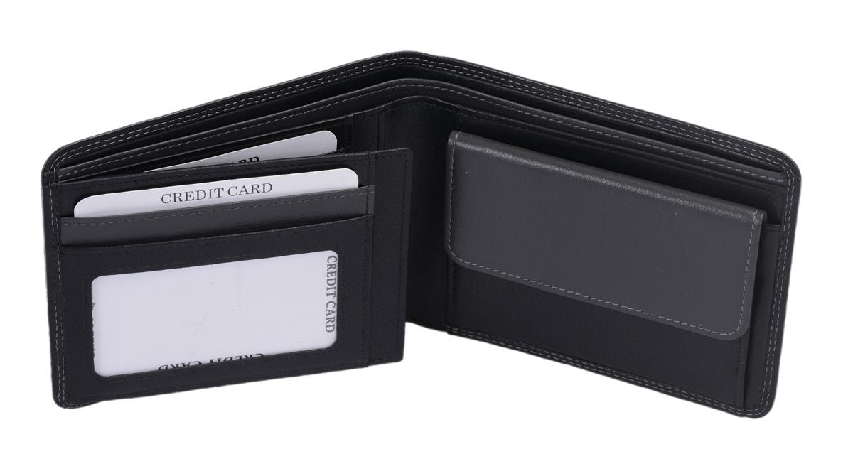 Echtleder Scheintasche schwarz/grau  12,5x10x2,5cm