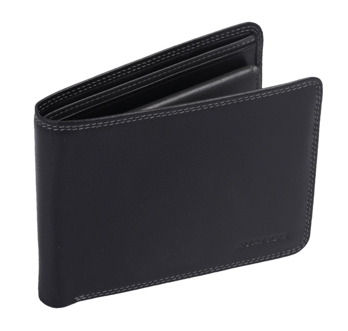 Echtleder Scheintasche schwarz/grau  12,5x10x2,5cm