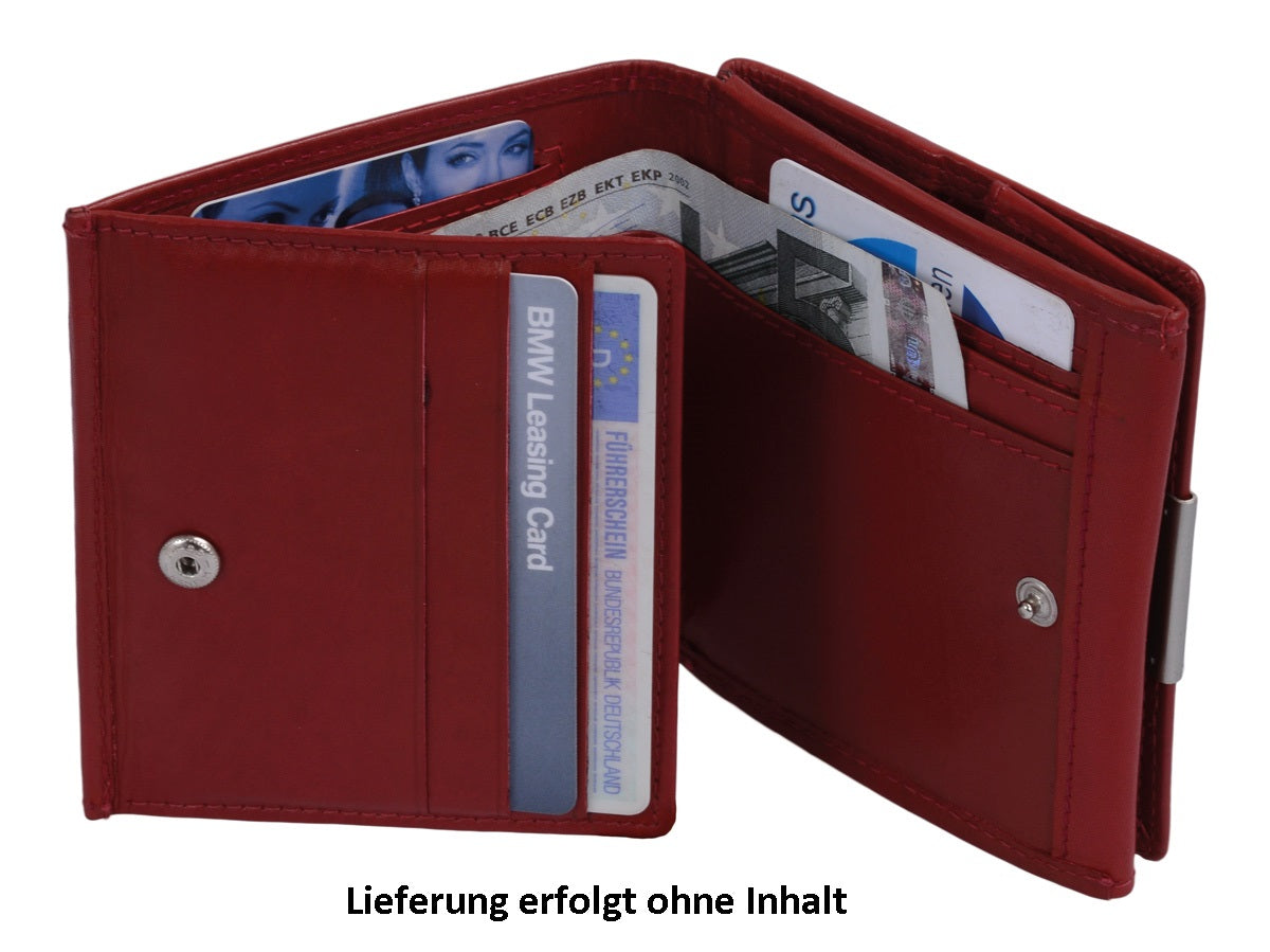 rote Wiener Schachtel, Leder, besonders großes Kleingeldfach 10x9cm