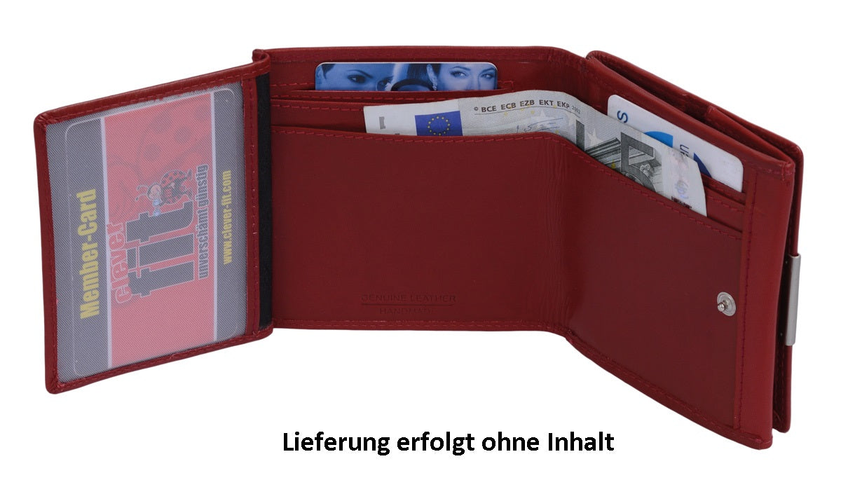 rote Wiener Schachtel, Leder, besonders großes Kleingeldfach 10x9cm