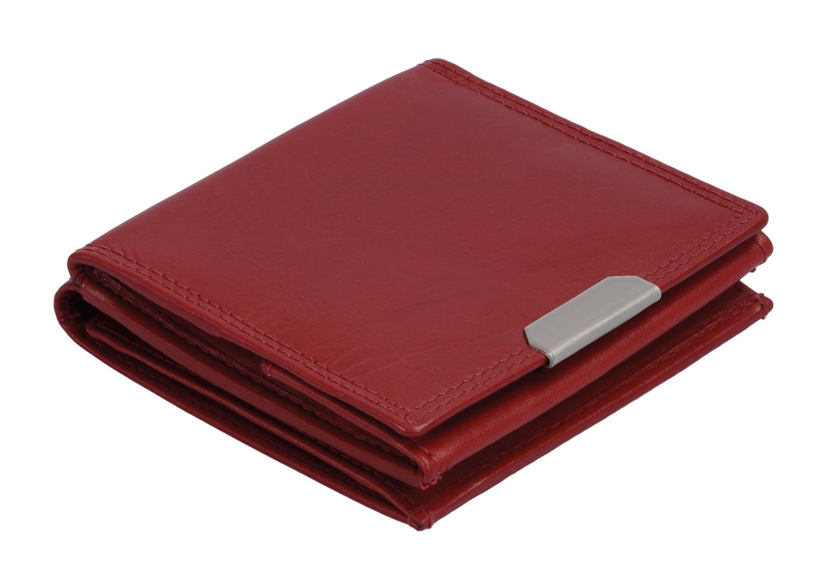 rote Wiener Schachtel, Leder, besonders großes Kleingeldfach 10x9cm