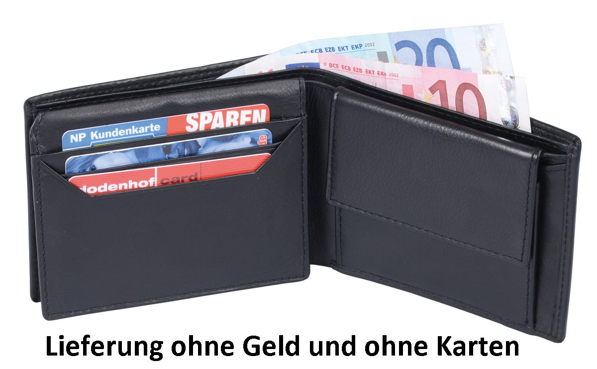 Herrenbörse Leder, 1 Klappe, schwarz