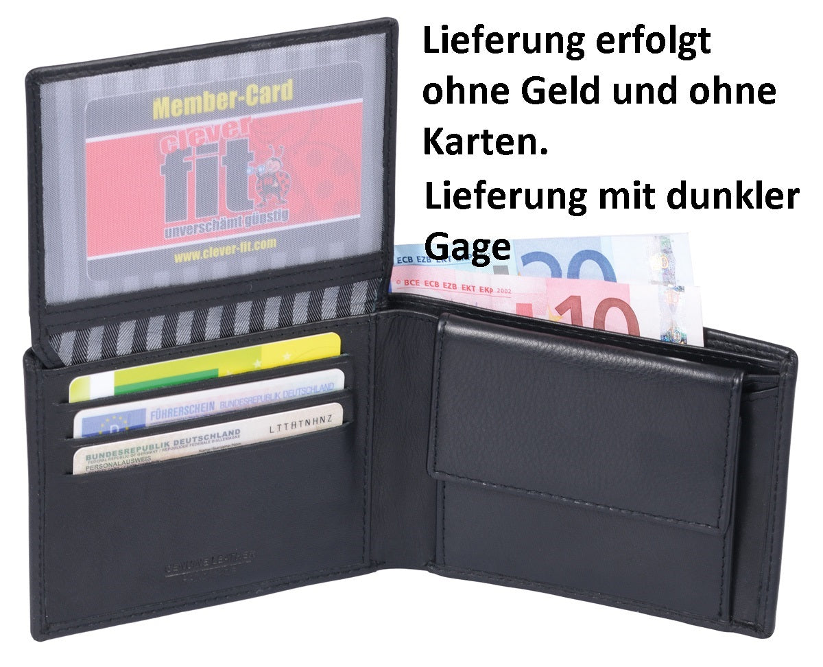 Herrenbörse Leder, 1 Klappe, schwarz