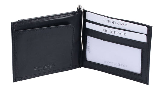 Dollarbörse Leder, schwarz, Geldbörse mit Metallbügel für Scheine