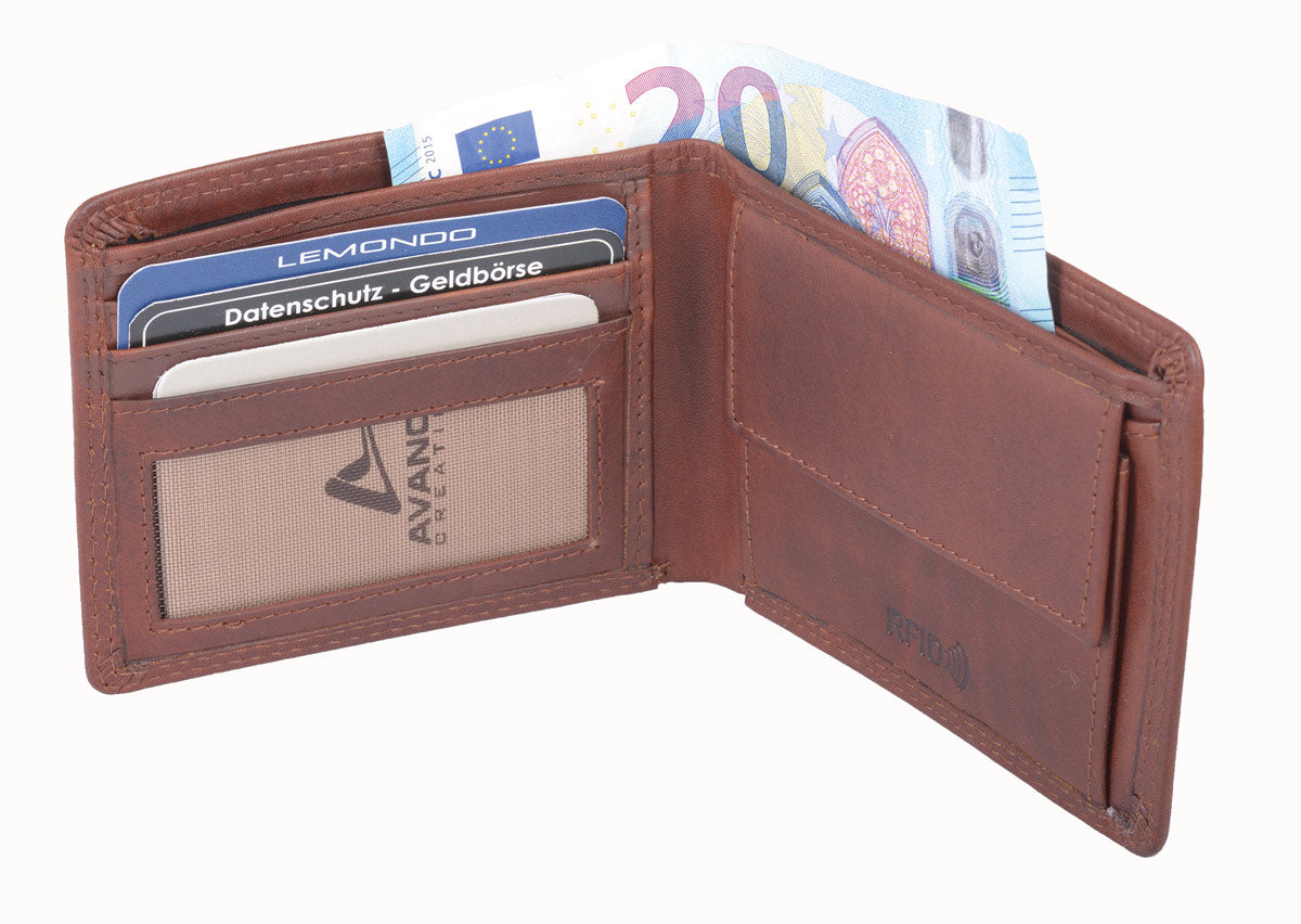 Flache Herrenbörse Leder braun im Hosentaschenformat