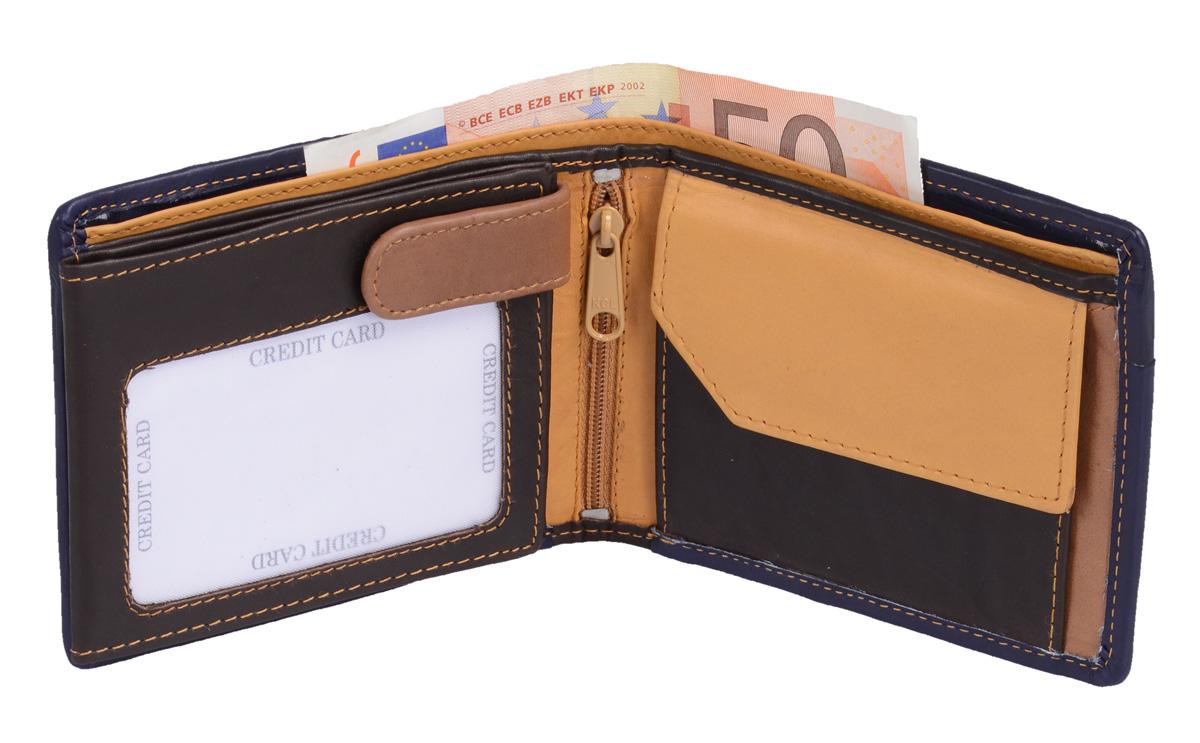 GlücksNugget Herren Geldbörse Leder Braun Mix – Querformat 12×10 cm