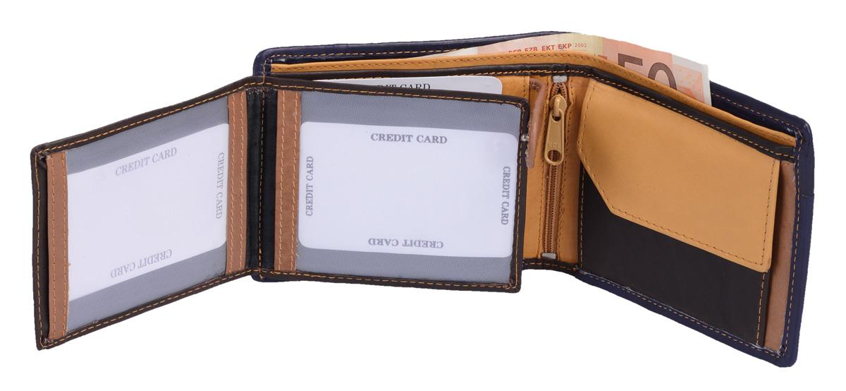 GlücksNugget Herren Geldbörse Leder Braun Mix – Querformat 12×10 cm