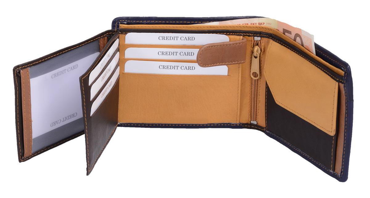GlücksNugget Herren Geldbörse Leder Braun Mix – Querformat 12×10 cm