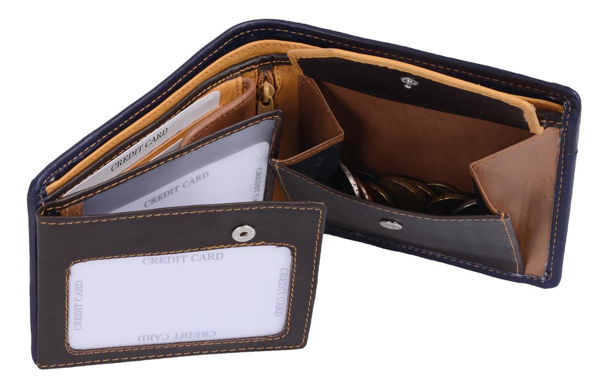 GlücksNugget Herren Geldbörse Leder Braun Mix – Querformat 12×10 cm
