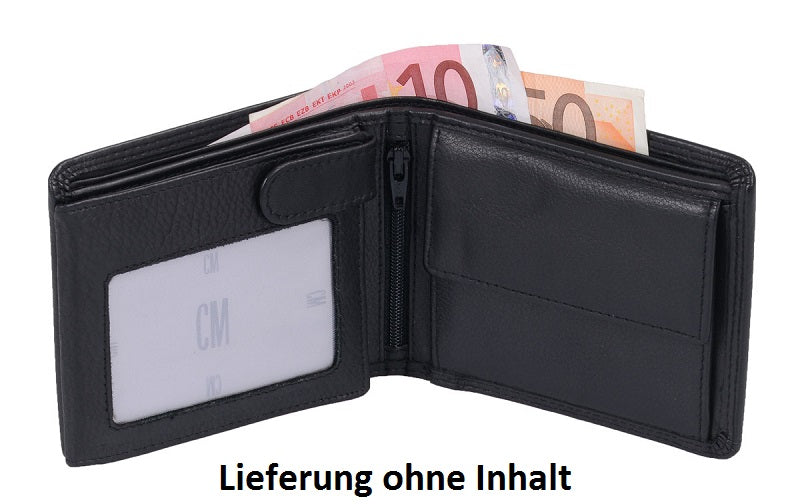 Scheintasche mit Lsche CM, Echt-Leder, schwarzer Ledergeldbeutel