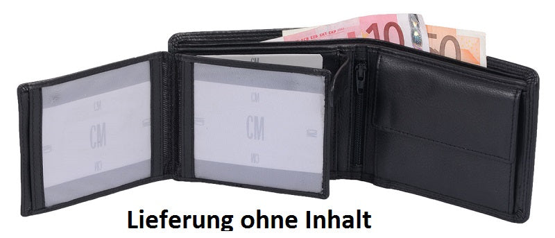 Scheintasche mit Lsche CM, Echt-Leder, schwarzer Ledergeldbeutel