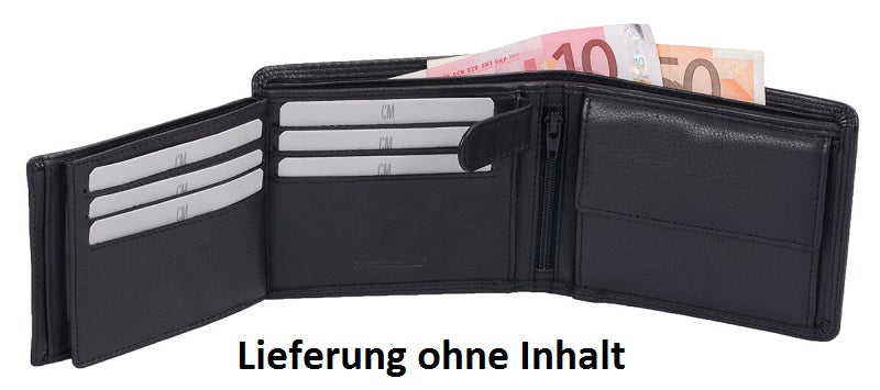 Scheintasche mit Lsche CM, Echt-Leder, schwarzer Ledergeldbeutel