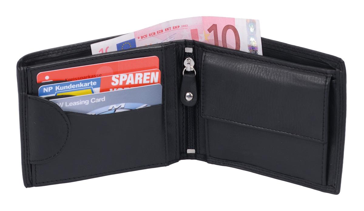 Schwarze kleine Scheintasche Leder Kartenfächer und Reißverschluss