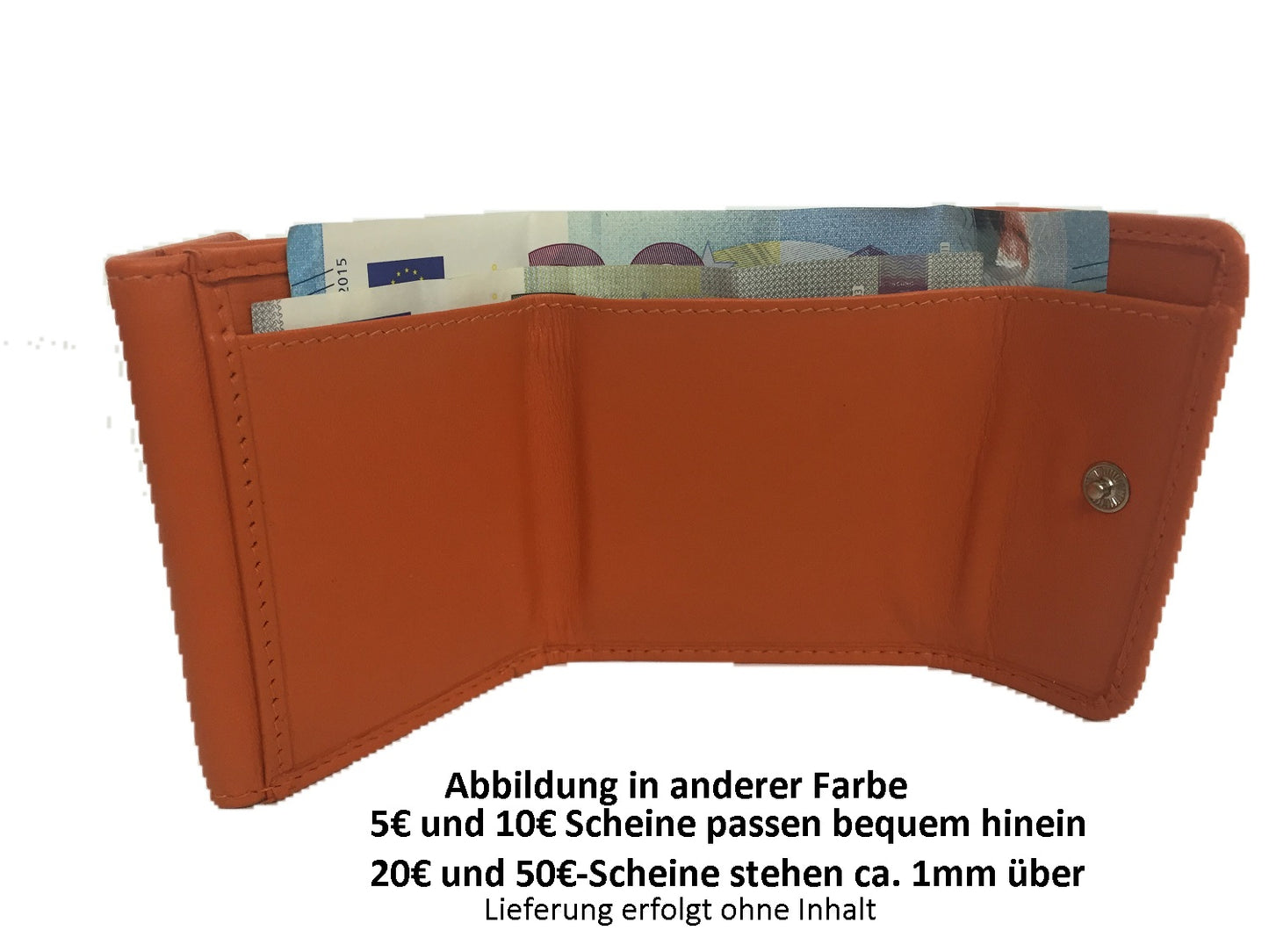 Leder Minibörse orange, Hosentaschenbörse, Münzbörse