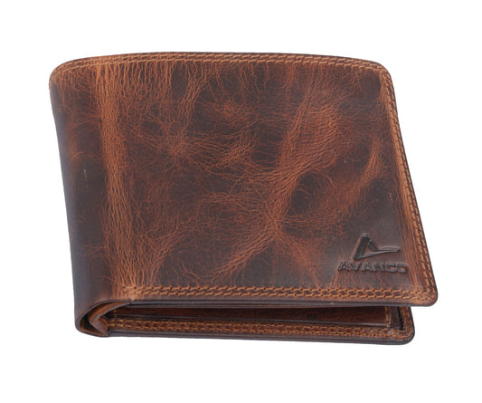 Braune Leder Herrenbörse im Querformat – kompakte Scheintasche mit RFID-Schutz