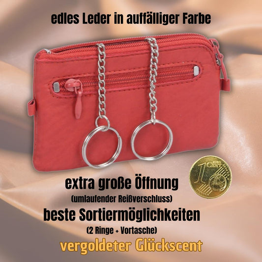 Glücksnugget Lederschlüsseltasche Schlüsseletui mit Glückscent