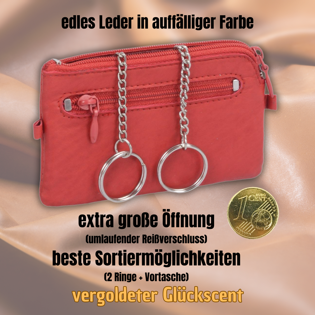 Glücksnugget Lederschlüsseltasche Schlüsseletui mit Glückscent